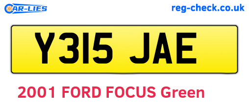 Y315JAE are the vehicle registration plates.