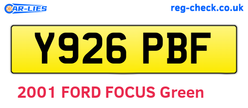 Y926PBF are the vehicle registration plates.