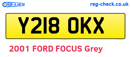 Y218OKX are the vehicle registration plates.
