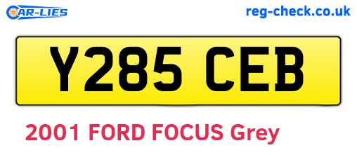 Y285CEB are the vehicle registration plates.