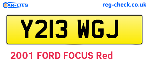 Y213WGJ are the vehicle registration plates.