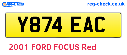 Y874EAC are the vehicle registration plates.