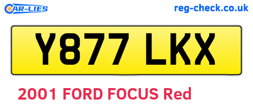 Y877LKX are the vehicle registration plates.
