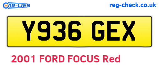 Y936GEX are the vehicle registration plates.