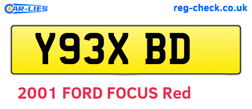 Y93XBD are the vehicle registration plates.