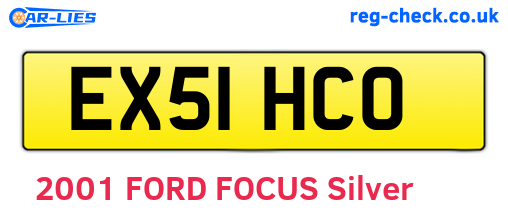 EX51HCO are the vehicle registration plates.