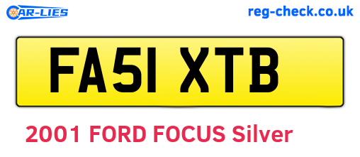 FA51XTB are the vehicle registration plates.