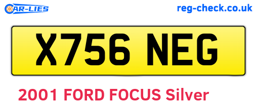 X756NEG are the vehicle registration plates.