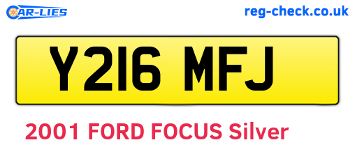 Y216MFJ are the vehicle registration plates.