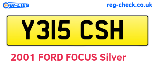 Y315CSH are the vehicle registration plates.