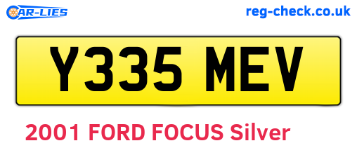 Y335MEV are the vehicle registration plates.