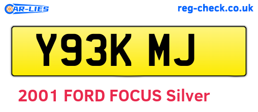Y93KMJ are the vehicle registration plates.