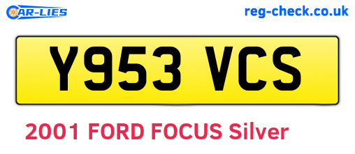 Y953VCS are the vehicle registration plates.