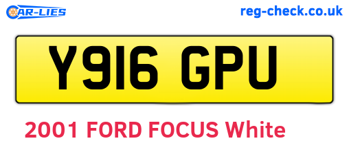 Y916GPU are the vehicle registration plates.