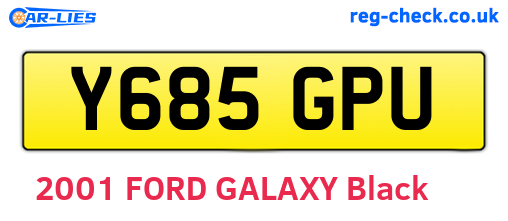 Y685GPU are the vehicle registration plates.