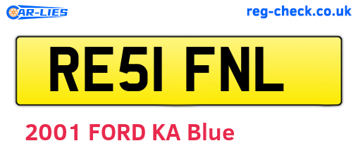 RE51FNL are the vehicle registration plates.