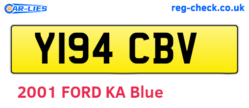 Y194CBV are the vehicle registration plates.