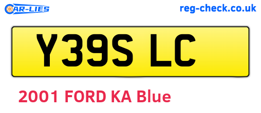 Y39SLC are the vehicle registration plates.