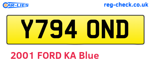 Y794OND are the vehicle registration plates.