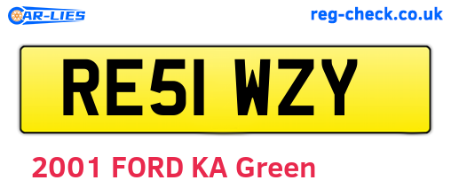 RE51WZY are the vehicle registration plates.