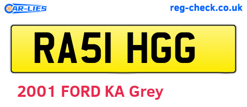 RA51HGG are the vehicle registration plates.