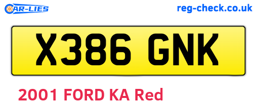 X386GNK are the vehicle registration plates.