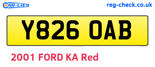 Y826OAB are the vehicle registration plates.