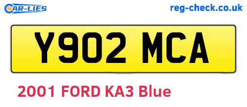 Y902MCA are the vehicle registration plates.