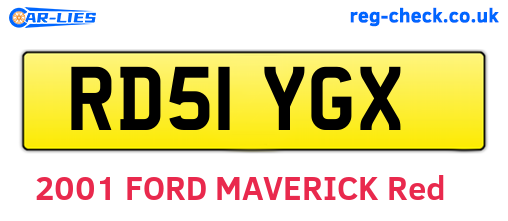 RD51YGX are the vehicle registration plates.