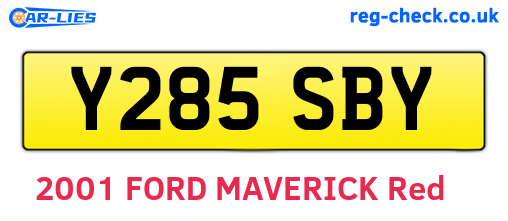 Y285SBY are the vehicle registration plates.