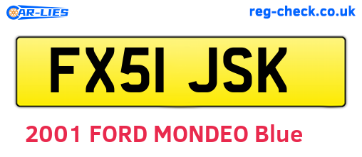 FX51JSK are the vehicle registration plates.