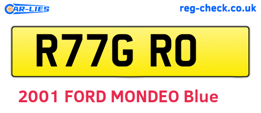 R77GRO are the vehicle registration plates.