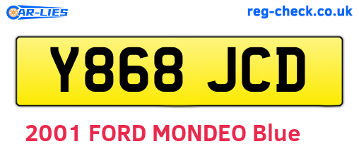 Y868JCD are the vehicle registration plates.