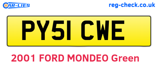 PY51CWE are the vehicle registration plates.