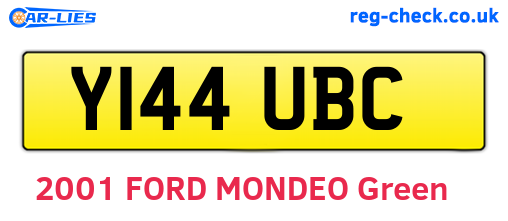 Y144UBC are the vehicle registration plates.