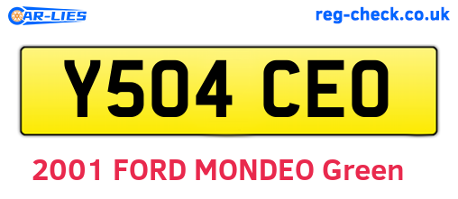 Y504CEO are the vehicle registration plates.