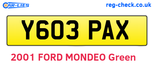 Y603PAX are the vehicle registration plates.