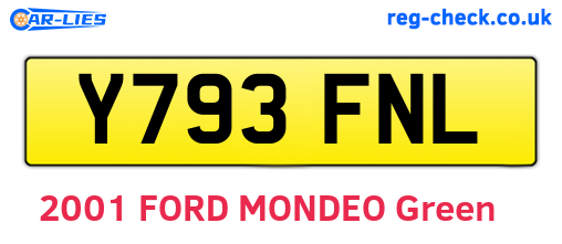 Y793FNL are the vehicle registration plates.