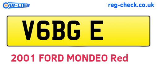 V6BGE are the vehicle registration plates.