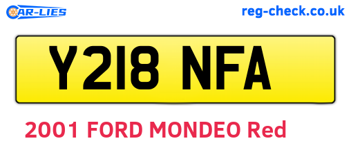 Y218NFA are the vehicle registration plates.