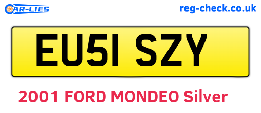 EU51SZY are the vehicle registration plates.