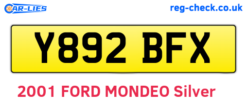 Y892BFX are the vehicle registration plates.