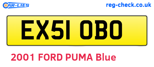 EX51OBO are the vehicle registration plates.