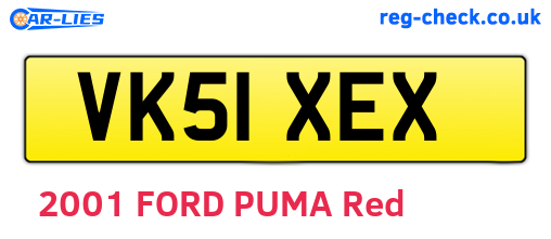 VK51XEX are the vehicle registration plates.