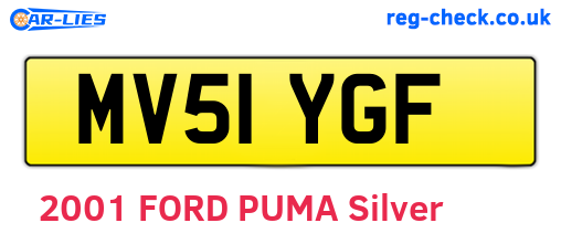 MV51YGF are the vehicle registration plates.