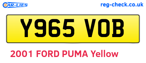 Y965VOB are the vehicle registration plates.