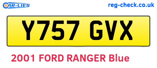 Y757GVX are the vehicle registration plates.