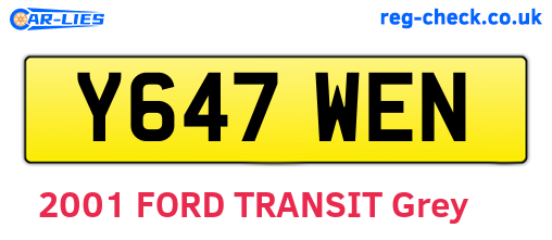 Y647WEN are the vehicle registration plates.