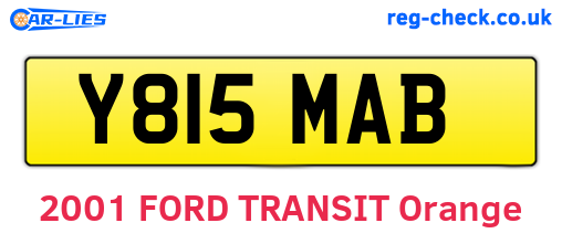 Y815MAB are the vehicle registration plates.