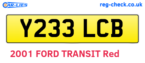 Y233LCB are the vehicle registration plates.